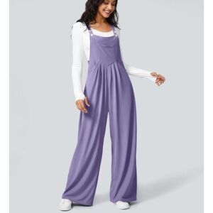 Halara Wide Leg Purple Casual Easy Drapey Relaxed Jumpsuit Overalls NWT XL Tall